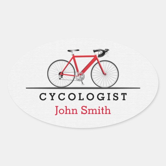 Rode fiets Cycoloog Ovale Sticker (Voorkant)