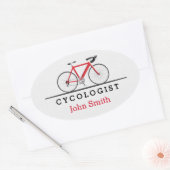Rode fiets Cycoloog Ovale Sticker (Envelop)