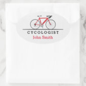 Rode fiets Cycoloog Ovale Sticker (Tas)