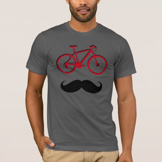 Rode fiets en snor t-shirt (Voorkant)
