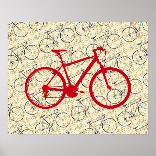 rode fiets . fietsdecor poster (Voorkant)
