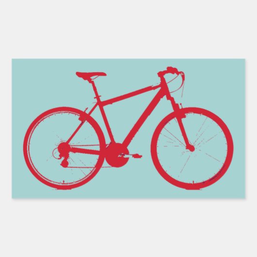 rode fiets, fietsen rechthoekige sticker (Voorkant)