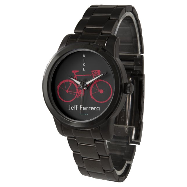 rode fiets gepersonaliseerd met naam horloge (Gekanteld)