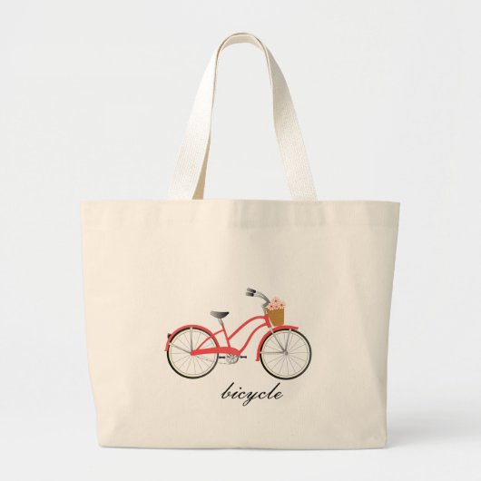 Rode fiets grote tote bag (Voorkant)