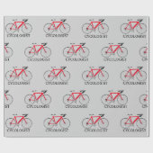 Rode fiets met cycoloog tekst op grijs cadeaupapier (Vlak)