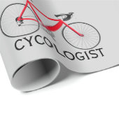 Rode fiets met cycoloog tekst op grijs cadeaupapier (Rol Hoek)