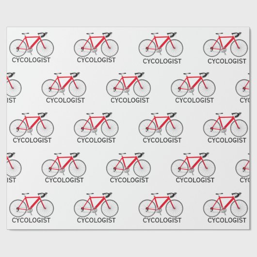Rode fiets met Cycoloog Tekst op wit Cadeaupapier (Vlak)
