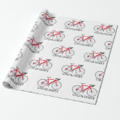 Rode fiets met Cycoloog Tekst op wit Cadeaupapier (Uitgerold)