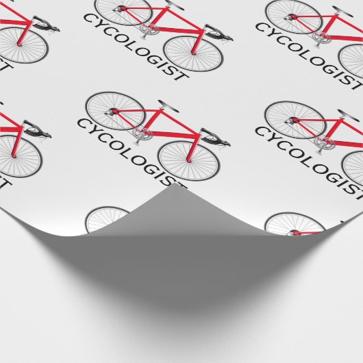 Rode fiets met Cycoloog Tekst op wit Cadeaupapier (Hoek)