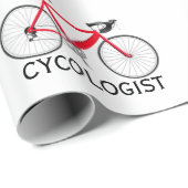 Rode fiets met Cycoloog Tekst op wit Cadeaupapier (Rol Hoek)