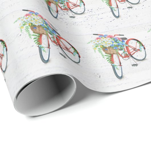 Rode fiets met een ventilatormandje cadeaupapier (Rol Hoek)