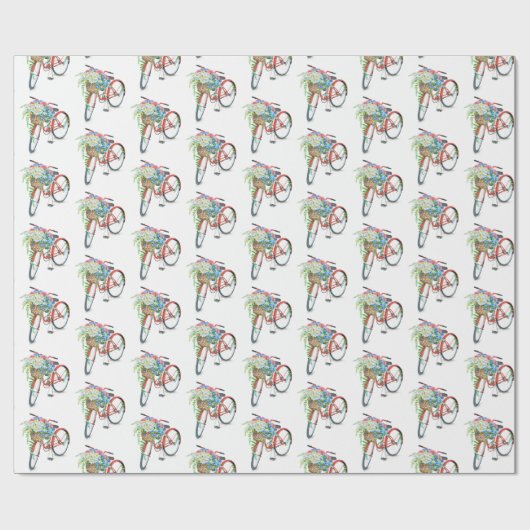 Rode fiets met een ventilatormandje cadeaupapier (Vlak)