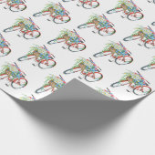 Rode fiets met een ventilatormandje cadeaupapier (Hoek)