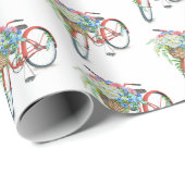 Rode fiets met een ventilatormandje cadeaupapier (Rol Hoek)