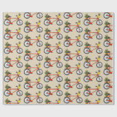 rode fiets met groen plant cadeaupapier (Vlak)