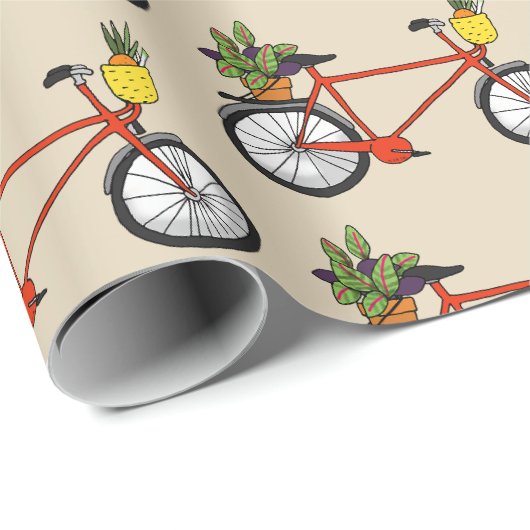 rode fiets met groen plant cadeaupapier (Rol Hoek)