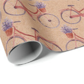 rode fiets met lavenders Kraft Cadeaupapier (Rol Hoek)
