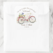 Rode Fiets met Mand Welkom Vierkante Sticker (Tas)