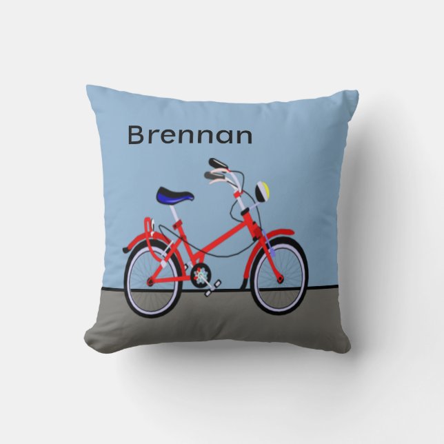 Rode fiets met naam kussen (Voorkant)