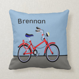 Rode fiets met naam kussen