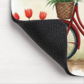 Rode fiets met Nederlandse tulpen Muismat (Hoek)