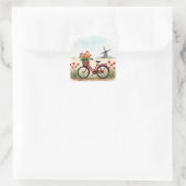 Rode fiets met Nederlandse tulpen Vierkante Sticker (Tas)