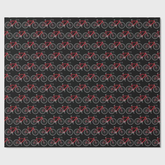 rode fiets op zwart verpakkingspapier cadeaupapier (Vlak)