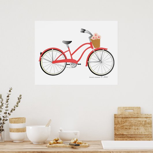 Rode fiets poster (Keuken)