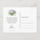 Rode Fiets Roze Blauw Bloemen Mand Verhuizen Aankondigingskaart (Achterkant)