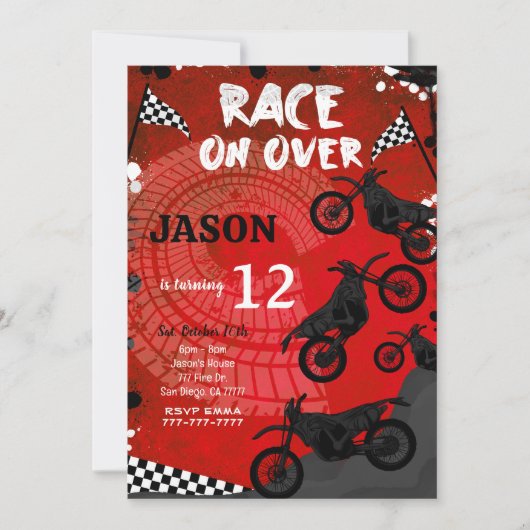 Rode fiets verjaardagsuitnodiging kaart (Voorkant)