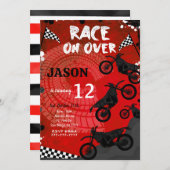 Rode fiets verjaardagsuitnodiging kaart (Voorkant / Achterkant)