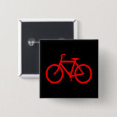 Rode fiets vierkante button 5,1 cm (Voorkant /achterkant)