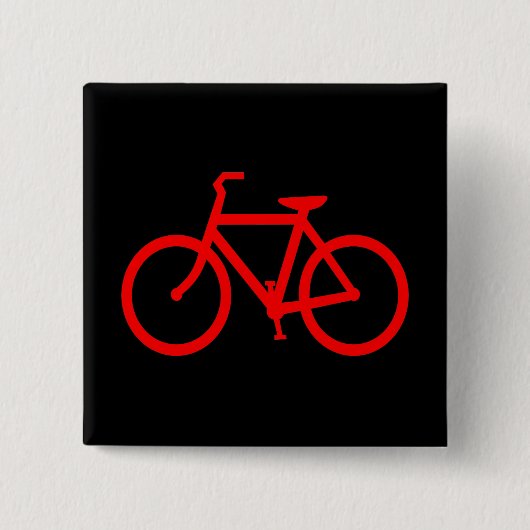 Rode fiets vierkante button 5,1 cm (Voorkant)
