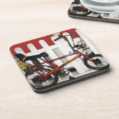 Rode  fietsenretro 1970-kaper drankjes onderzetter (Linkerzijde)