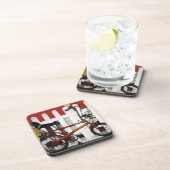 Rode  fietsenretro 1970-kaper drankjes onderzetter (Rechterzijde)