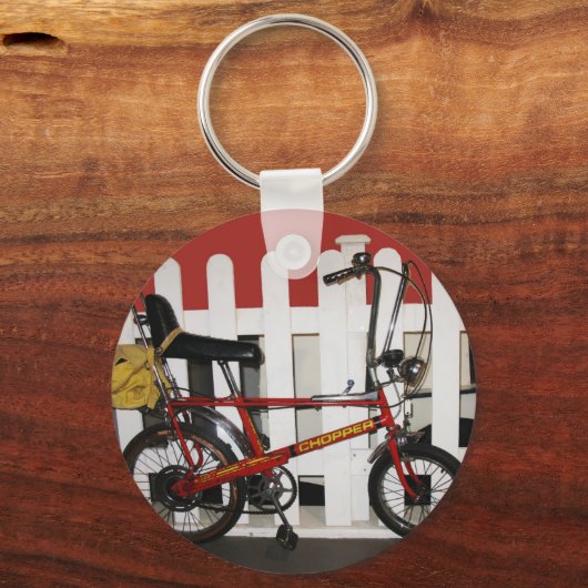 Rode  fietsenretro 1970-kaper sleutelhanger (Voorkant)