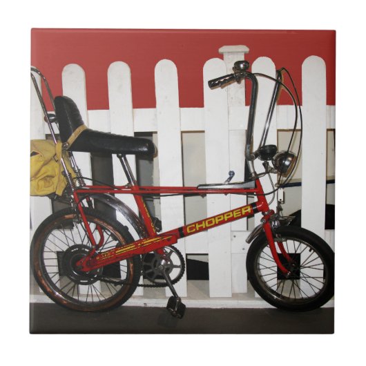 Rode  fietsenretro 1970-kaper tegeltje (Voorkant)
