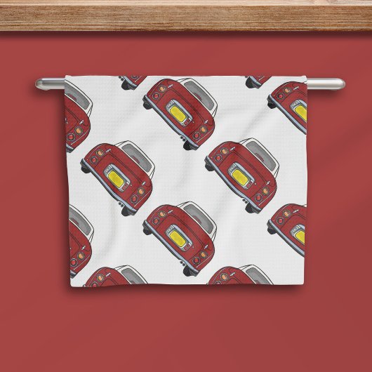 Rode Figaro Car Pattern Figarations Keukenhanddoek
