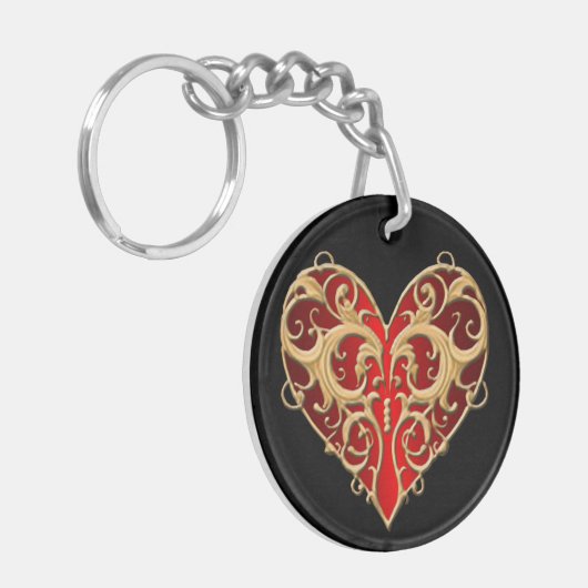 Rode filigraan hart Sleutelhanger (Voorkant Links)
