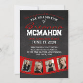 Rode Filmstrip Chalkboard Afstuderen Aankondiging (Voorkant)