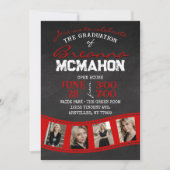 Rode Filmstrip Chalkboard Afstuderen Invitation Kaart (Voorkant)