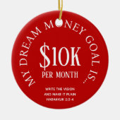 Rode financiële inkomensdoelstellingen keramisch ornament (Voorkant)