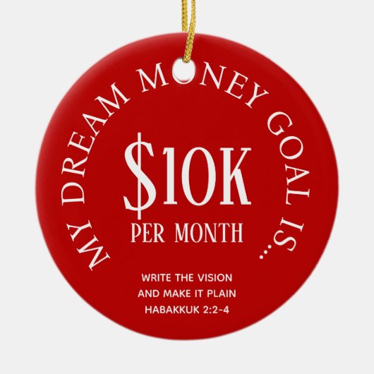 Rode financiële inkomensdoelstellingen keramisch ornament (Voorkant)