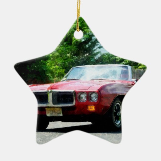 Rode Firebird Cabrio Keramisch Ornament (Voorkant)