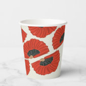 Rode Flamenco Fans Patroon Papieren Bekers (Achterkant)