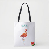 Rode Flamingo en Hibiscus Bloem Tote Bag (Voorkant)