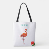 Rode Flamingo en Hibiscus Bloem Tote Bag (Achterkant)