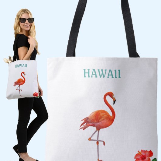 Rode Flamingo en Hibiscus Bloem Tote Bag