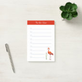 Rode flamingo en kalligrafie op witte bekleding post-it® notes (Kantoor)