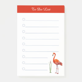 Rode flamingo en kalligrafie op witte bekleding post-it® notes